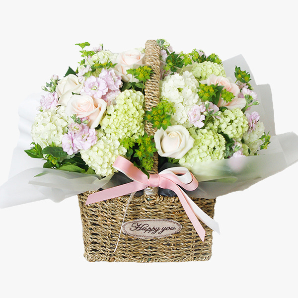 옐로그린 꽃바구니 - 꽃바구니 장미 생일 프로포즈 선물 전국꽃배달서비스