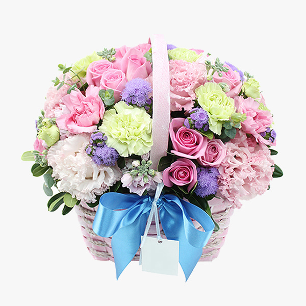핑크엔젤 꽃바구니 - 꽃바구니 장미 생일 프로포즈 선물 전국꽃배달서비스