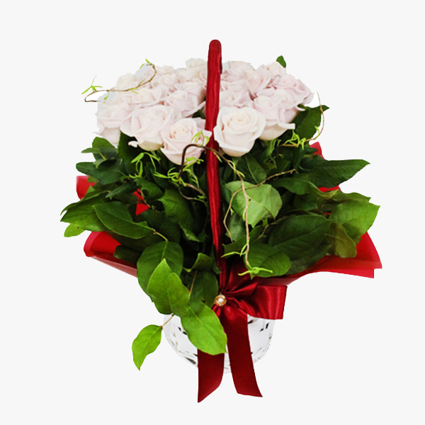 하얀사랑 꽃바구니 - 꽃바구니 장미 생일 프로포즈 선물 전국꽃배달서비스